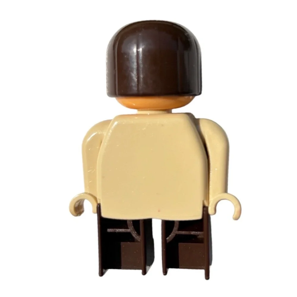 Vintage Duplo Lego Figure 90s Town Community Man Mustache Brown Vest 2.5 Inch
